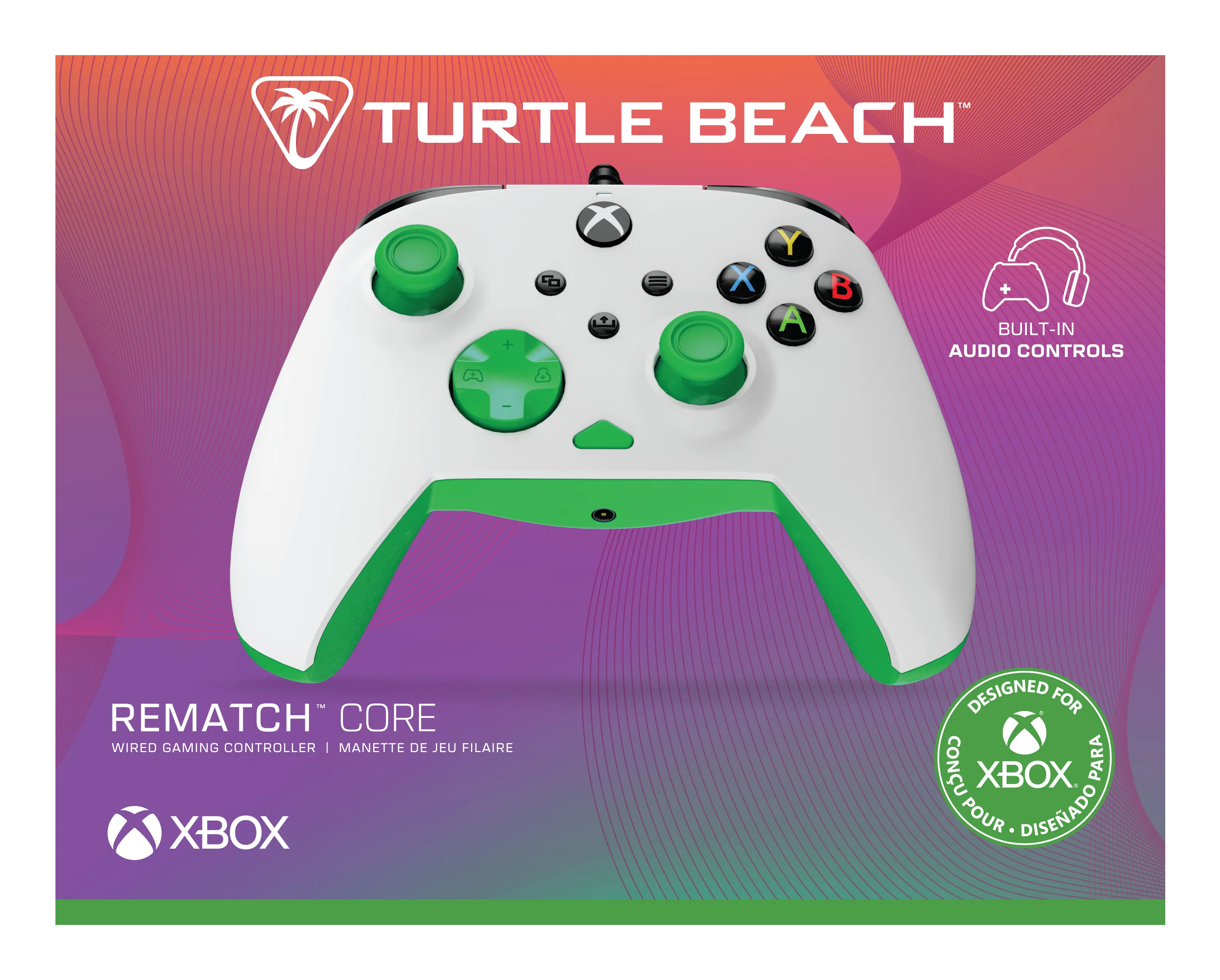 Turtle Beach Rematch Core tr&aring;dbunden handkontroll f&ouml;r Xbox och PC - Vit och gr&ouml;n