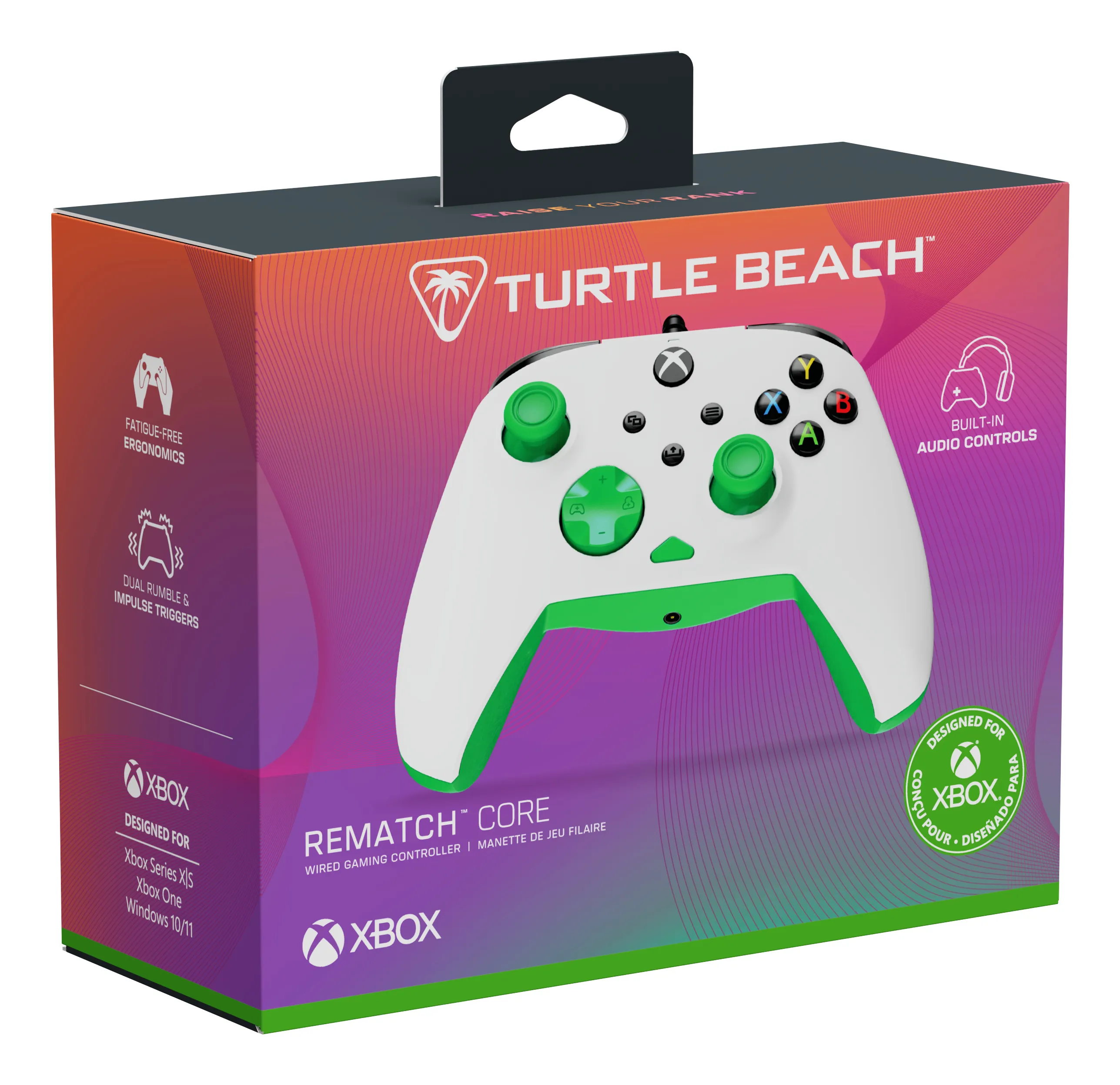 Turtle Beach Rematch Core tr&aring;dbunden handkontroll f&ouml;r Xbox och PC - Vit och gr&ouml;n