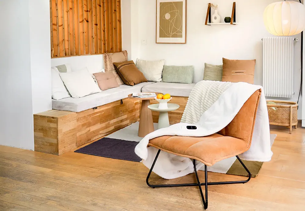 Terraillon S&auml;hk&ouml;l&auml;mmitteinen ruudullinen Koomy 180 x 130 cm 140 W kermanv&auml;rinen