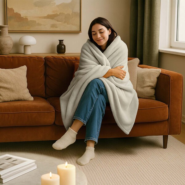 Terraillon Sähkölämmitteinen peitto Plaid Cozy 160 x 120 cm, vaaleanharmaa