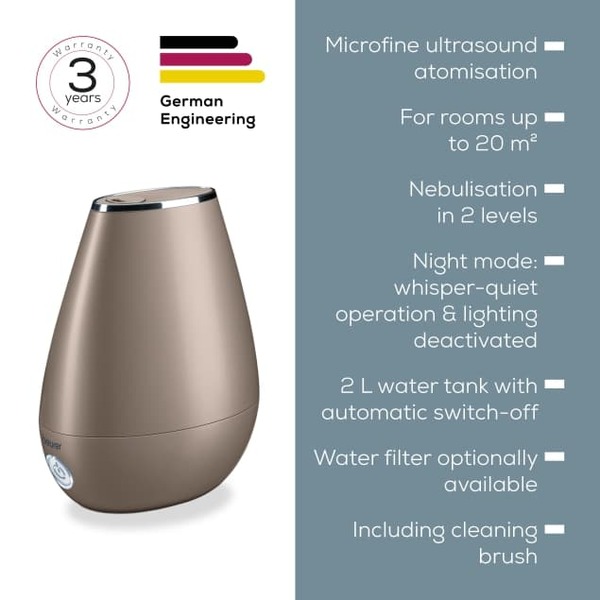 Beurer LB 37 Ultrasonic Humidifier, Toffee, 2 L, 200 ml/h