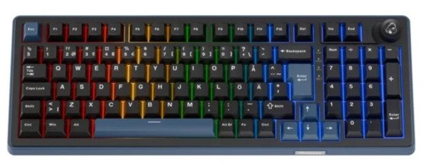 Ducky OK-M-98 tr&aring;dl&ouml;st mekaniskt speltangentbord, KTT Tactile, svart