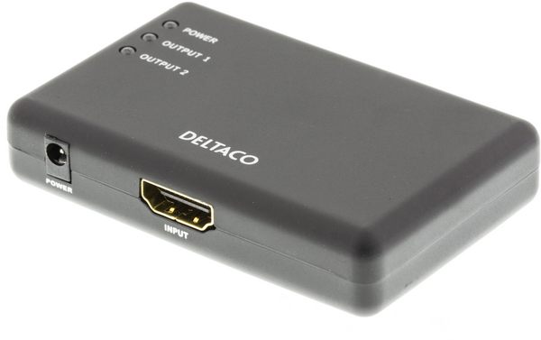 DELTACO 2-ports HDMI-splitter, HDMI 1.3b, 3D, 15m, svart