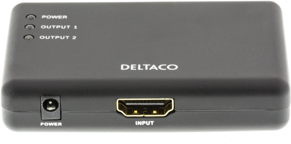 DELTACO 2-ports HDMI-splitter, HDMI 1.3b, 3D, 15m, svart