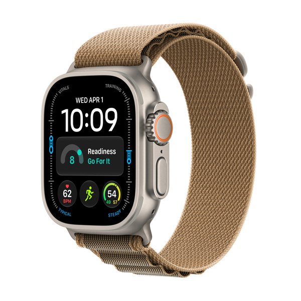 Apple Watch Ultra 4 49 mm titanboett naturlig med bergsloop &ouml;kensand (Small)
