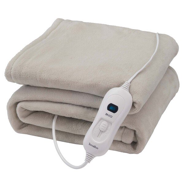 Terraillon S&auml;hk&ouml;l&auml;mmitteinen peitto Plaid Cozy 160 x 120 cm, vaaleanharmaa