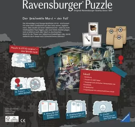 Ravensburger Puzzle X Crime: The Gifted Murder -palapeli, 408 palaa