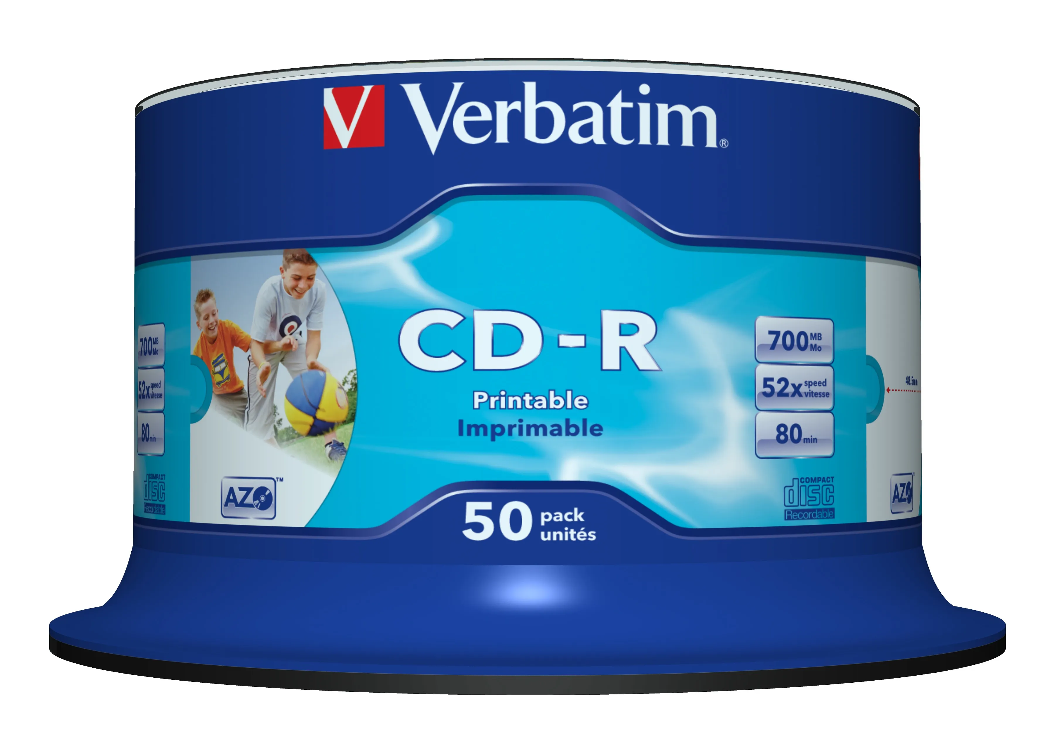 Verbatim CD-R, 52x, 700 MB/80 min, 50-pack, spindel, AZO, printable