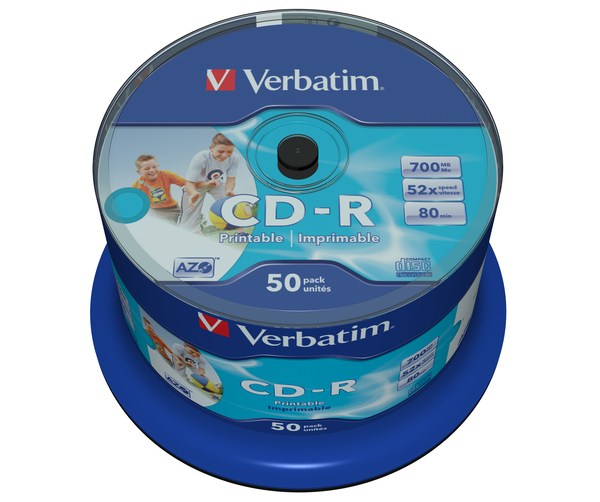 Verbatim CD-R, 52x, 700 MB/80 min, 50-pack, spindel, AZO, printable