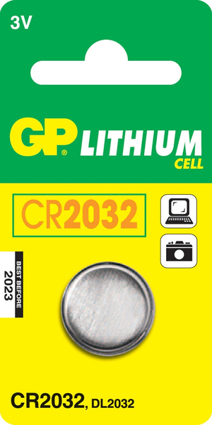 GP Button Cells, CR2032, 3V Lithium, 1-P