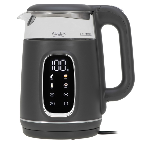 Adler AD 1305GS kettle, 1.7L, 2200W, Grey/Silver