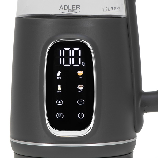 Adler AD 1305GS kettle, 1.7L, 2200W, Grey/Silver