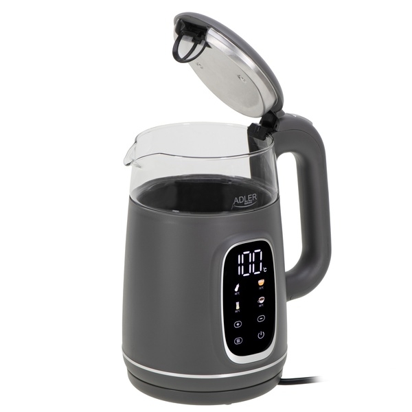 Adler AD 1305GS kettle, 1.7L, 2200W, Grey/Silver