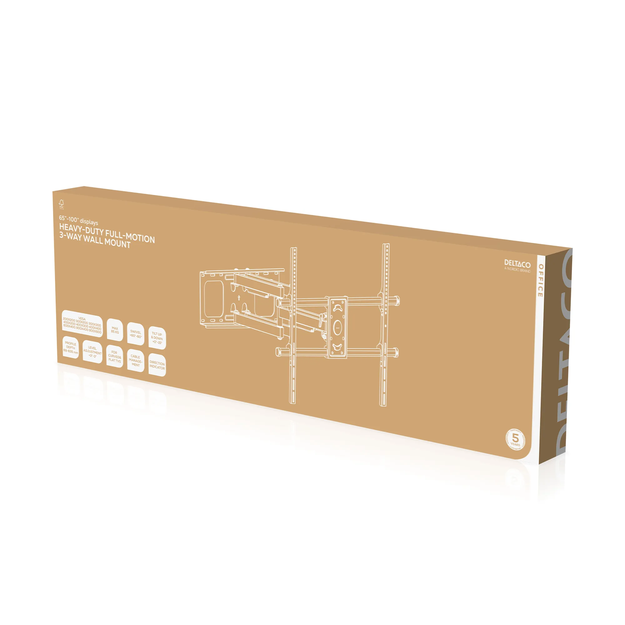 Deltaco Office, Heavy-duty full-motion - v&auml;ggf&auml;ste, 65&quot;-100&quot;