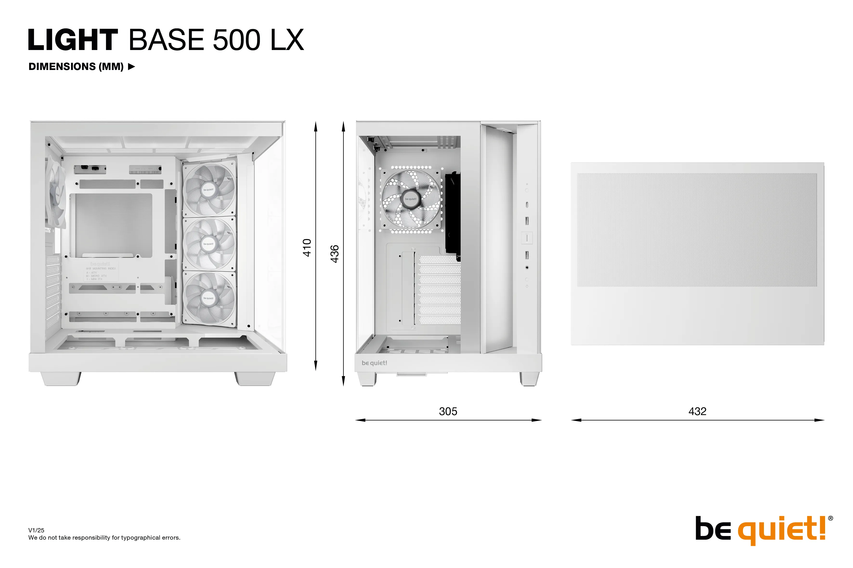 Be Quiet! Light Base 500 LX Midi-Tower Case with RGB lighting, White