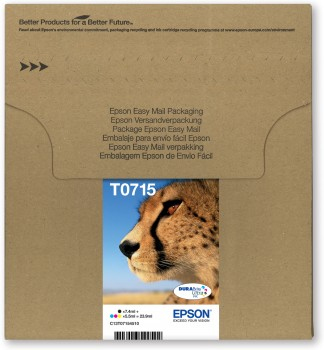 Epson T0715 Easy Mail Packaging - 4 pakettia - musta, keltainen, sinivihre&auml;, magenta - alkuper&auml;inen - laatikko - mustepatruuna malleihin Stylus DX9400, SX115, S