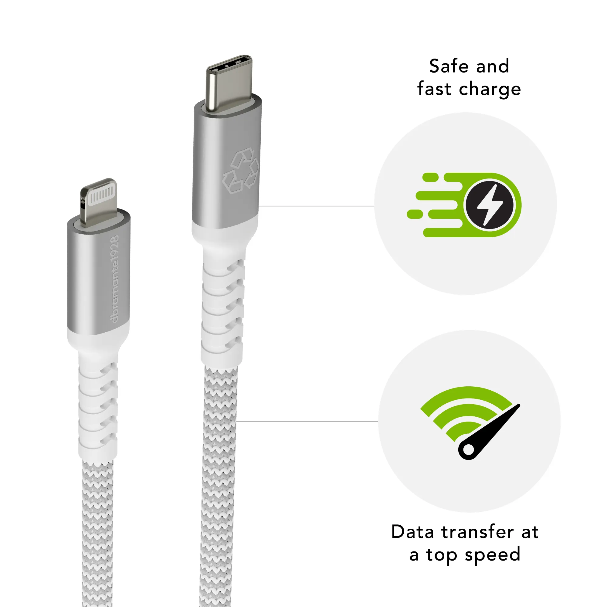 Re-charge - BRD Cable - USB-C to Lightning, White (1.2m)
