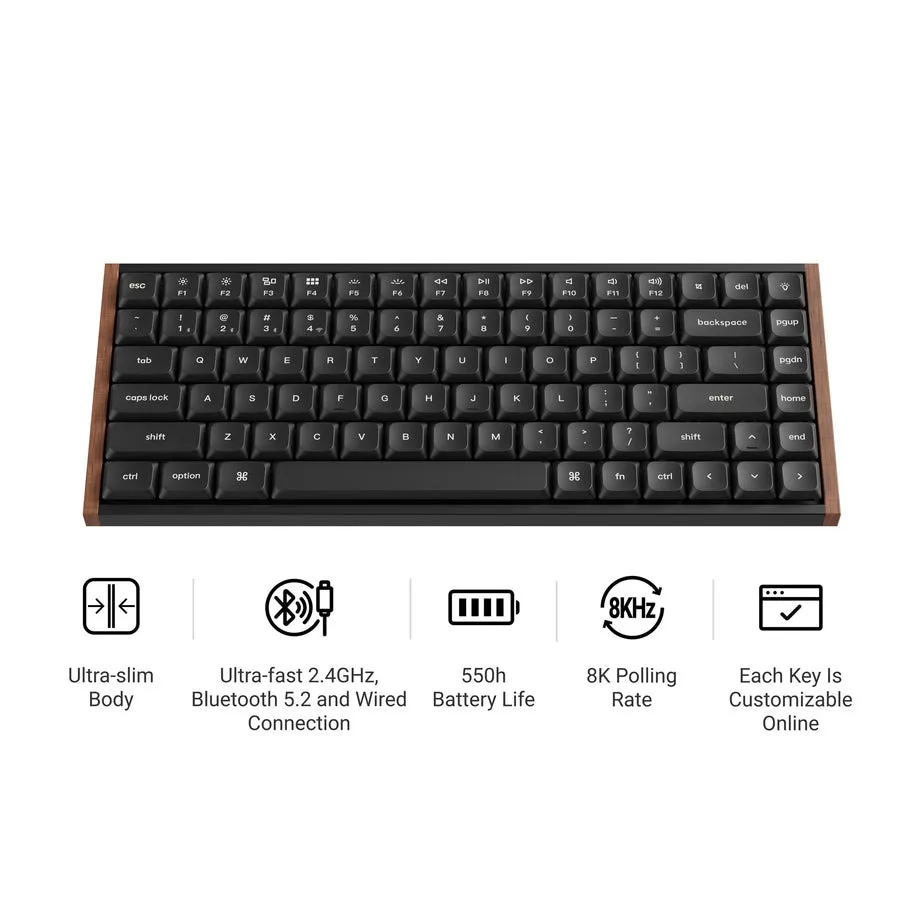 Keychron K3 Ultra 8K 75% tr&aring;dl&ouml;st mekaniskt tangentbord, Milk POM Brown, svart