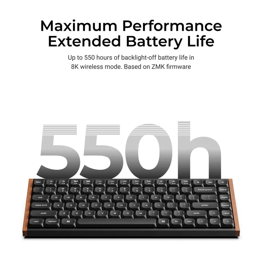 Keychron K3 Ultra 8K 75% tr&aring;dl&ouml;st mekaniskt tangentbord, Milk POM Brown, svart