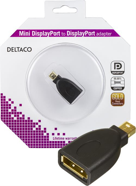 DELTACO DisplayPort-sovitin, Mini DisplayPort - DisplayPort, Ultra HD