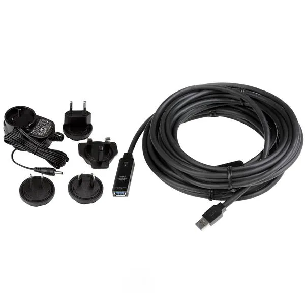 StarTech USB3AAEXT10M USB 3.2 Gen 1 active extension cable, 10 m, Black