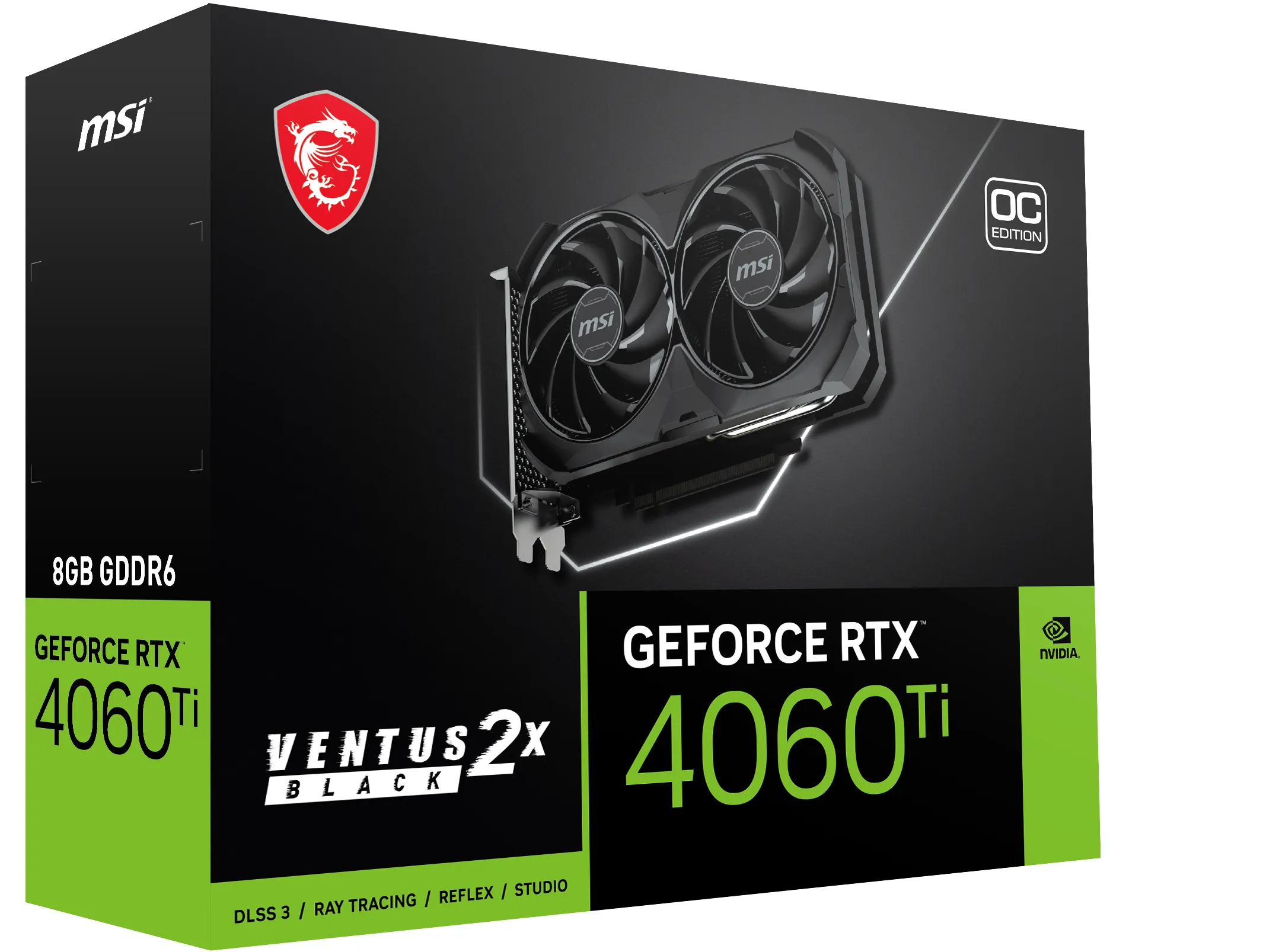 MSI GeForce RTX 4060 Ti Ventus 2X Black OC 8 Gt -n&auml;yt&ouml;nohjain