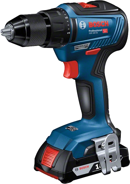 Bosch battery combo kit GDR 18V-200 Professional + GSR 18V-55 Professional, 18Volt, tool set (blue/black, 2x Li-ion battery 4.0Ah, impact wrench and drill drive