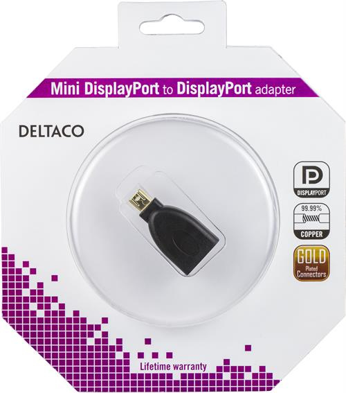 DELTACO DisplayPort-sovitin, Mini DisplayPort - DisplayPort, Ultra HD