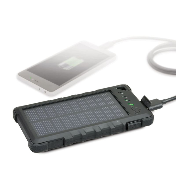 PORT - Power bank + solar charger Li-Ion 8000 mAh - 2.1 A - 2 l&auml;ht&ouml;liittimet (USB (vain virta)) - johdossa: Micro-USB