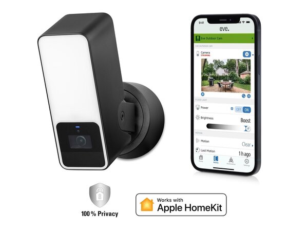 Eve Outdoor Cam - övervakningskamera, Apple HomeKit, svart