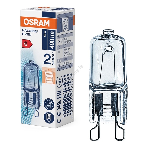 OSRAM Oven Halogen Lamp 40 Watt G9 2-Pack