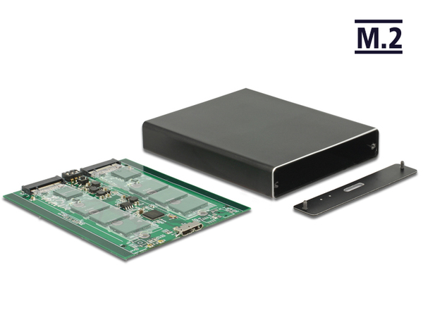 Delock External Enclosure 2 x M-2 Key B -- USB 3-1 Gen 2 -USB 10 Gbps- with RAID