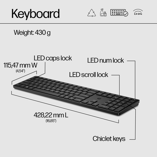HP 450 Wireless Keyboard, Black - Nordic (Consumer)