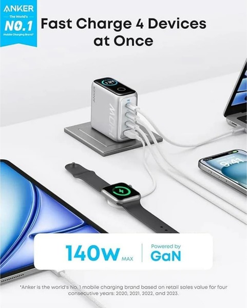 Anker 140 W 4-Port GaN - Power adapter, Grey