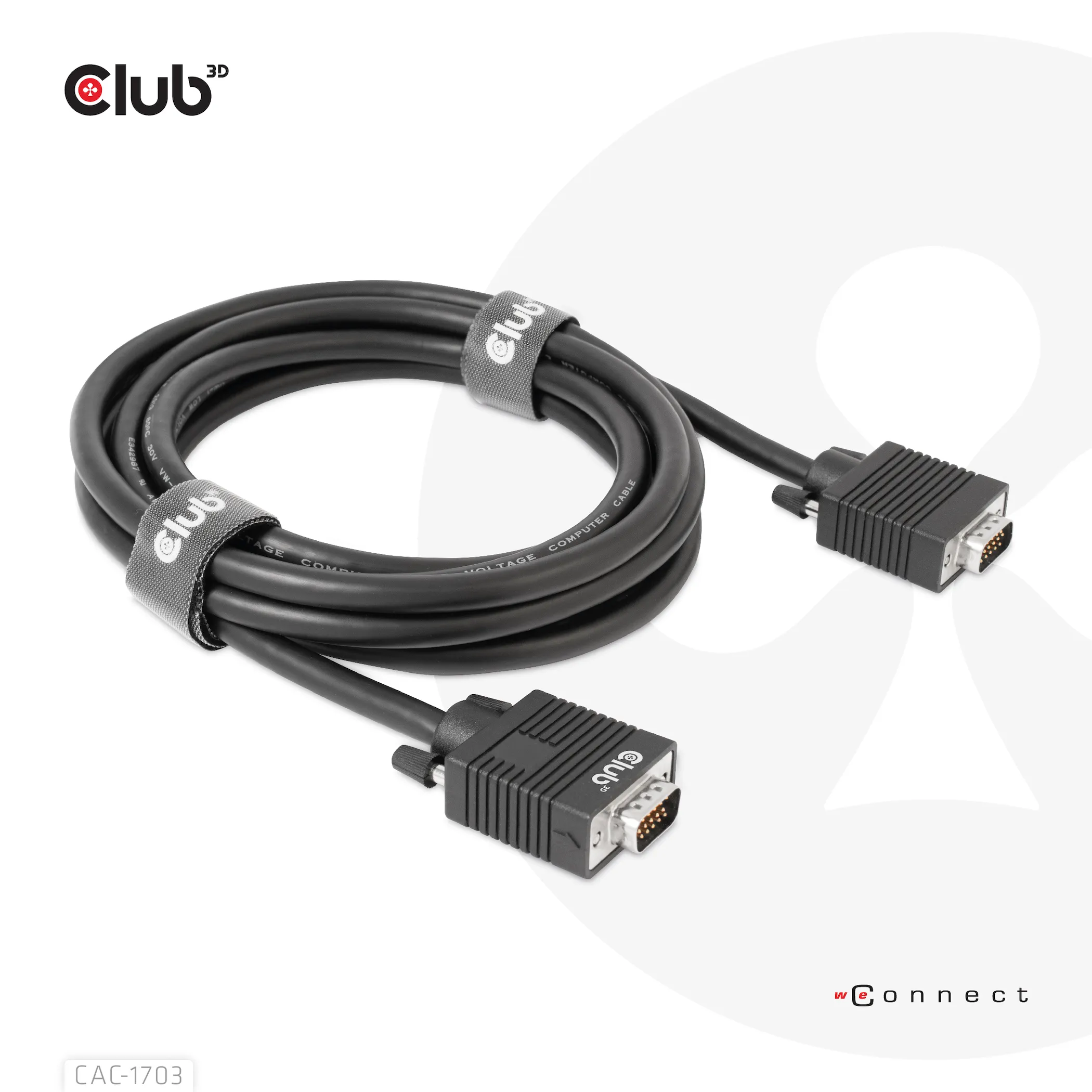 Club 3D VGA display cable, bidirectional  - cable, Black, 3m