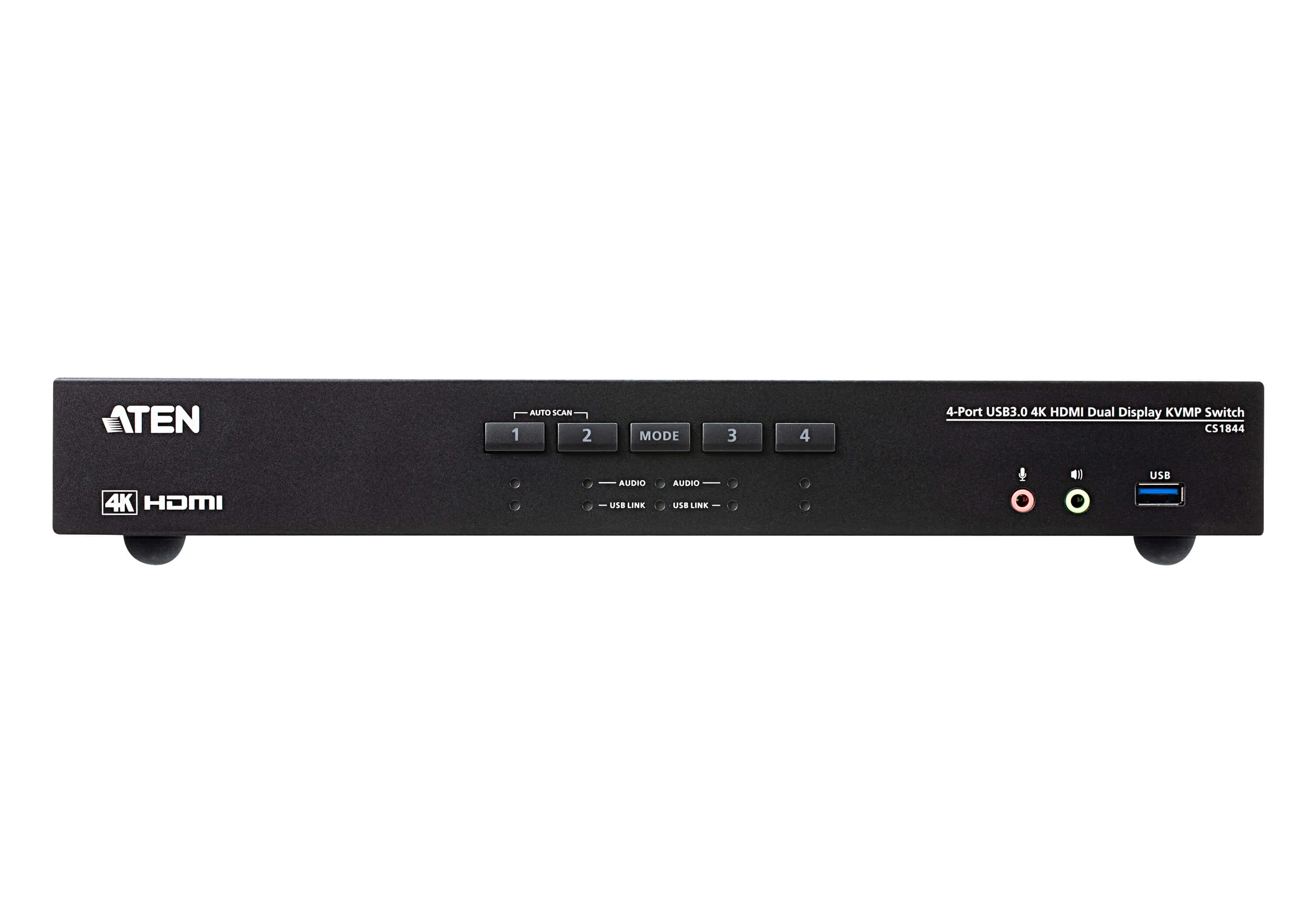 ATEN 4-Port True 4K HDMI Dual-View KVM Switch with Audio &amp; USB 3.0 Hub