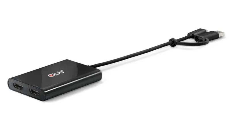 CLUB 3D CSV-1475 2-Port USB-C to 2x HDMI Splitter, Black
