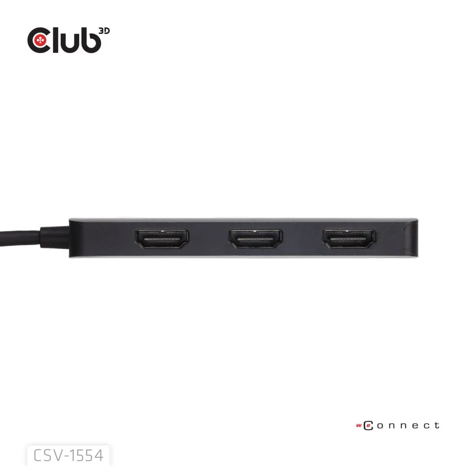 Club 3D USB-C - 3x HDMI MST 4K60Hz - adapter, Svart