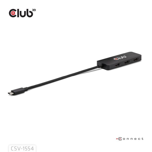 Club 3D USB-C - 3x HDMI MST 4K60Hz -sovitin, Musta