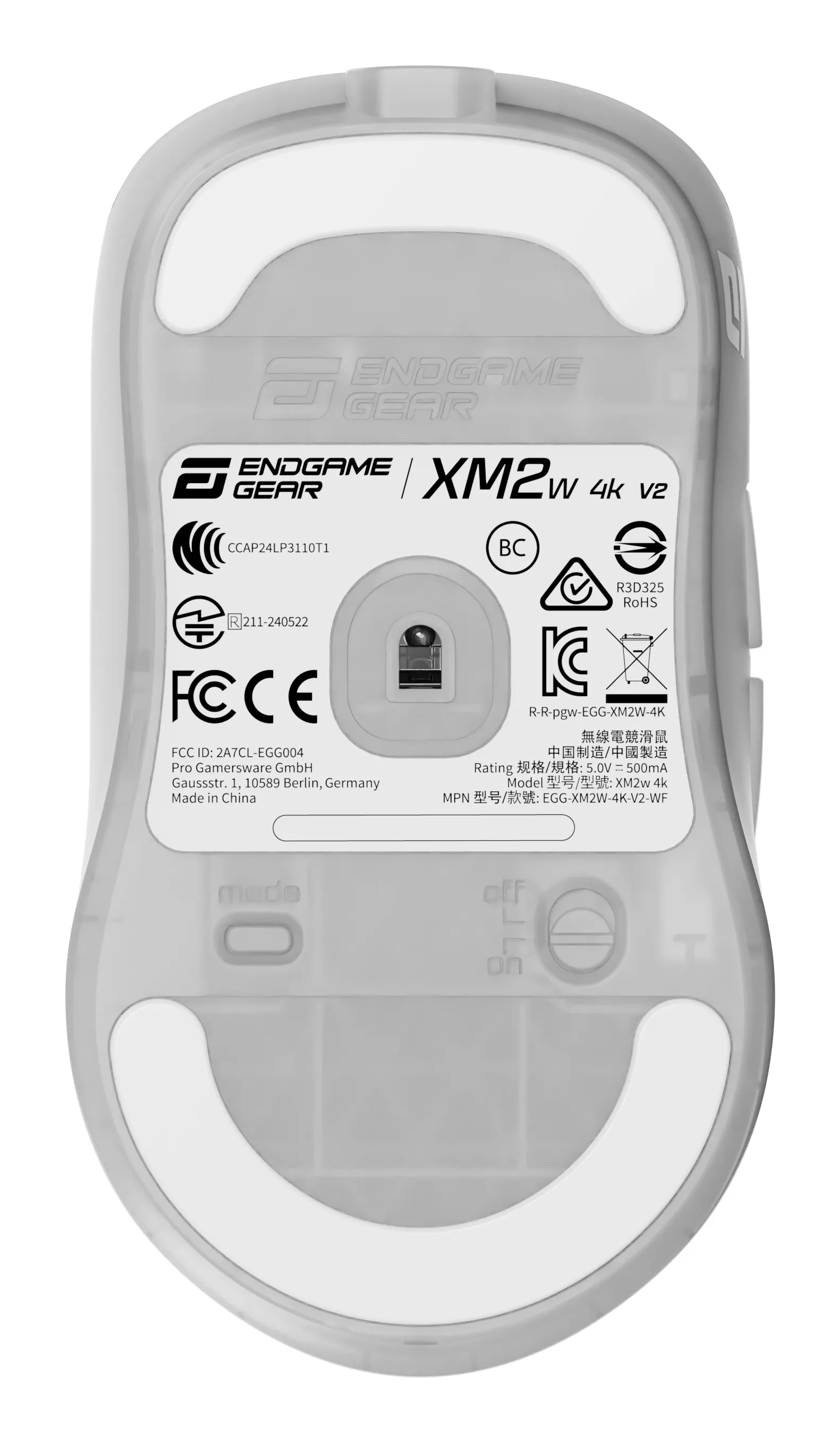 Endgame Gear XM2w 4k v2 tr&aring;dl&ouml;s gamingmus, White Frost