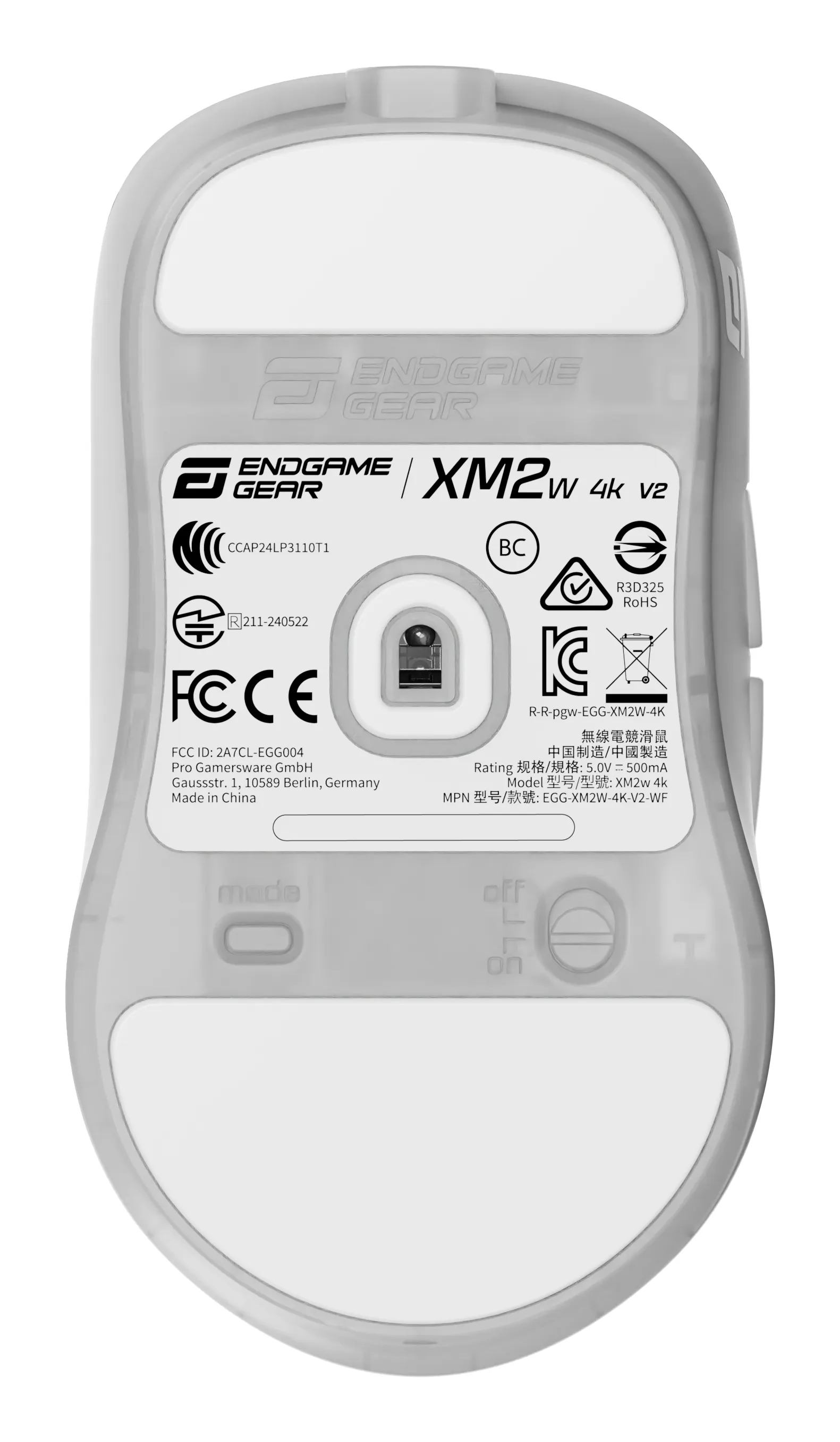 Endgame Gear XM2w 4k v2 tr&aring;dl&ouml;s gamingmus, White Frost