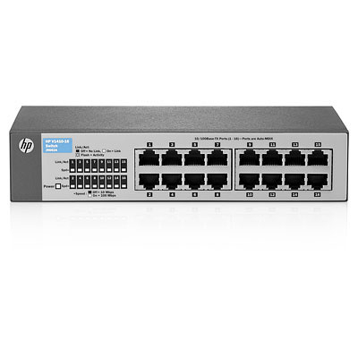 HPE Office Connect 1410-16 Switch 16x 10/100Base-TX porttia. Energiaa s&auml;&auml;stav&auml; 802.3az -teknologia, 19" R&auml;kkiasennettava Ei hallittava.