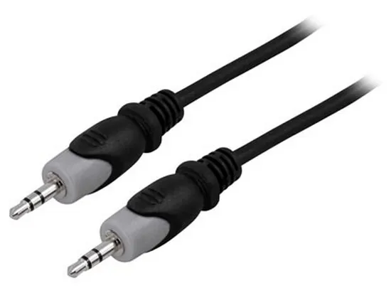 Deltaco 3.5mm – 3.5mm - audio cable, male/male, 2 m, Black/Grey