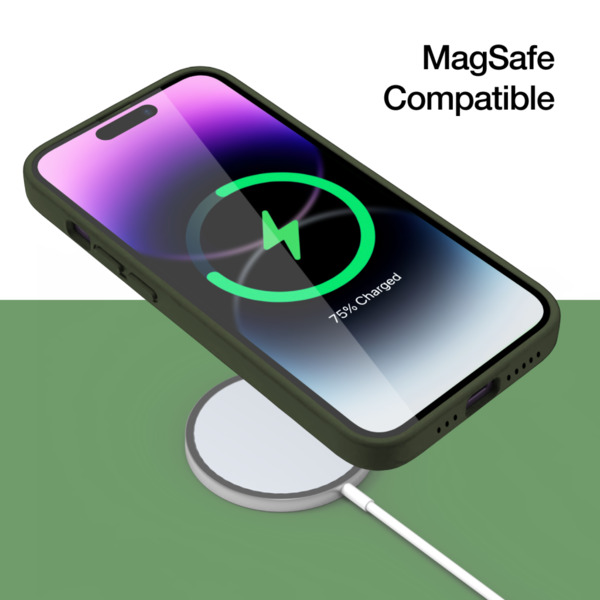 Just Mobile TENC [Silicone] m. MagSafe f&ouml;r iPhone 14 Pro - M&ouml;rkgr&ouml;n