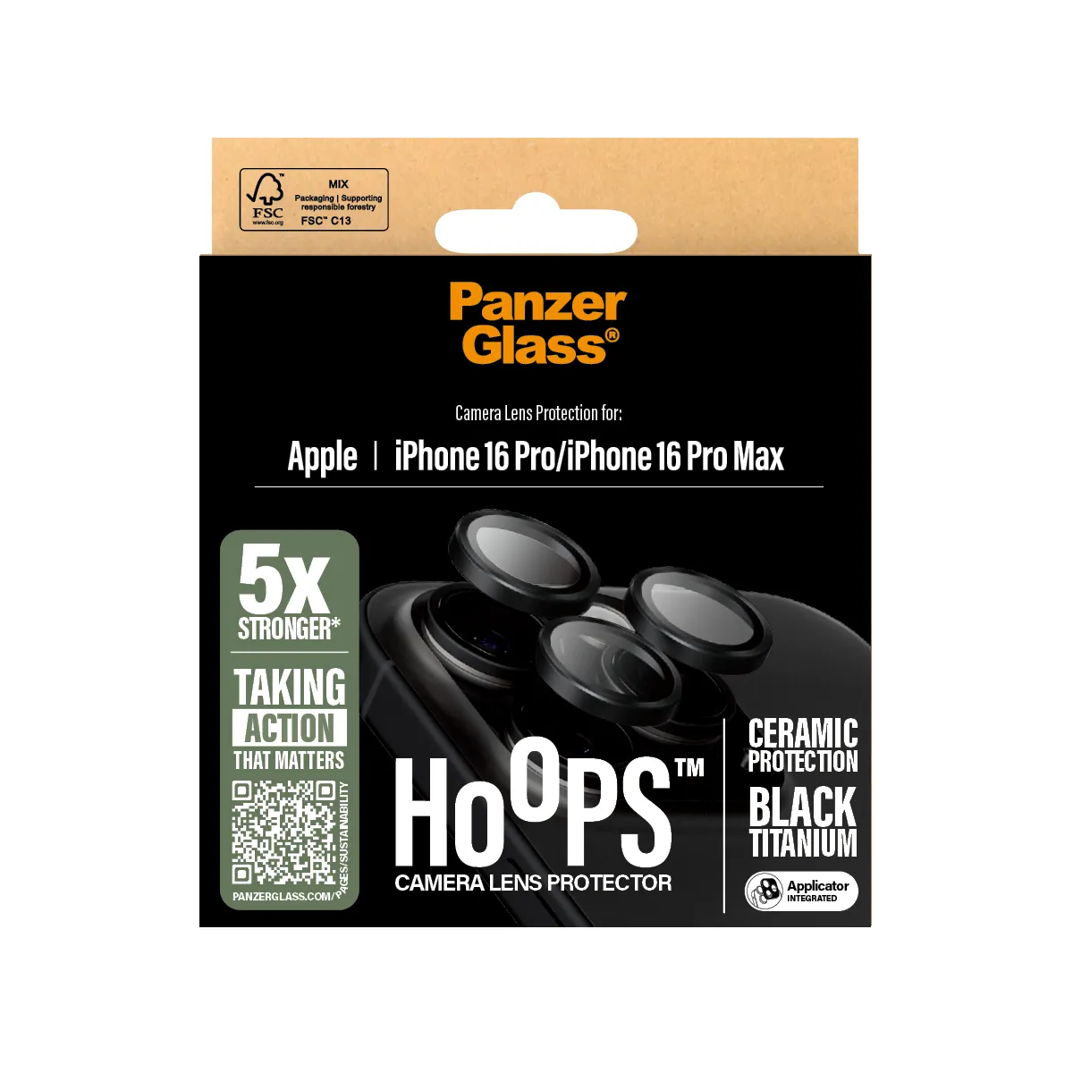 PanzerGlass Hoops Ceramic iPhone 16 Pro / 16 Pro Max - kameralinsskydd PanzerGlass Hoops Ceramic iPhone 16 Pro / 16 Pro Max - kameralinsskydd