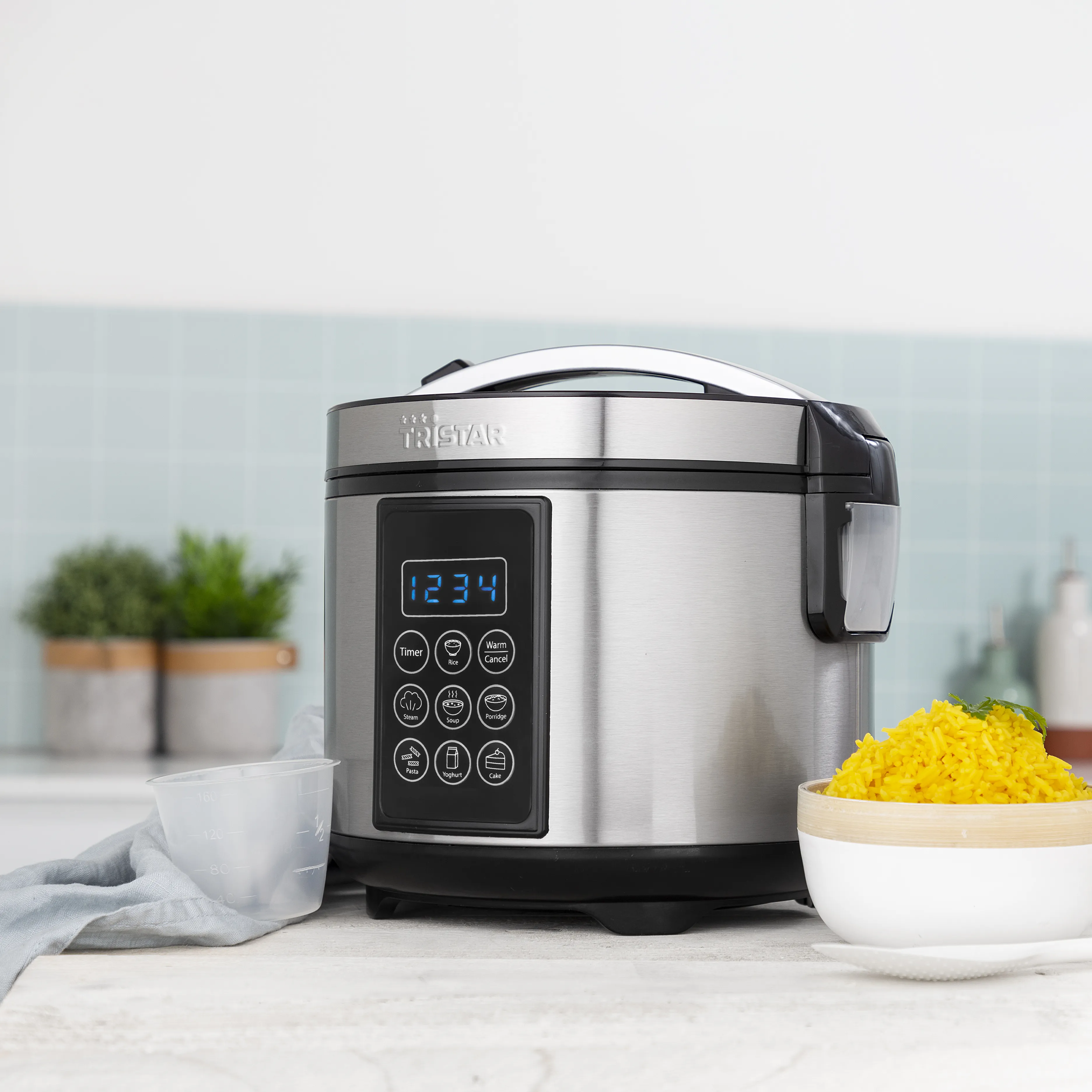 Tristar RK-6132 Digital riskokare och multicooker, 1,5 L, 500 W, Svart/Rostfritt st&aring;l