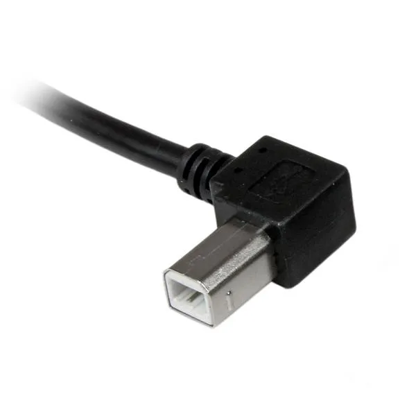 USB 2.0 USB-A &ndash; vinklad USB-B kabel, 3 m, svart