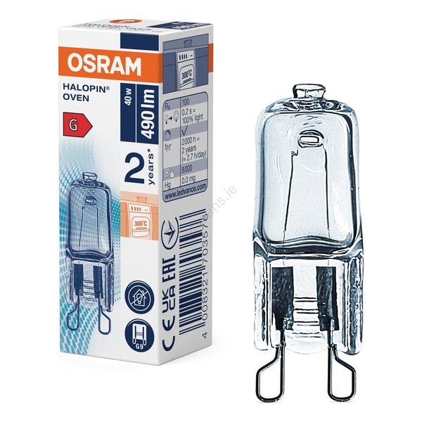 OSRAM Oven Halogen Lamp 40 Watt G9 2-Pack