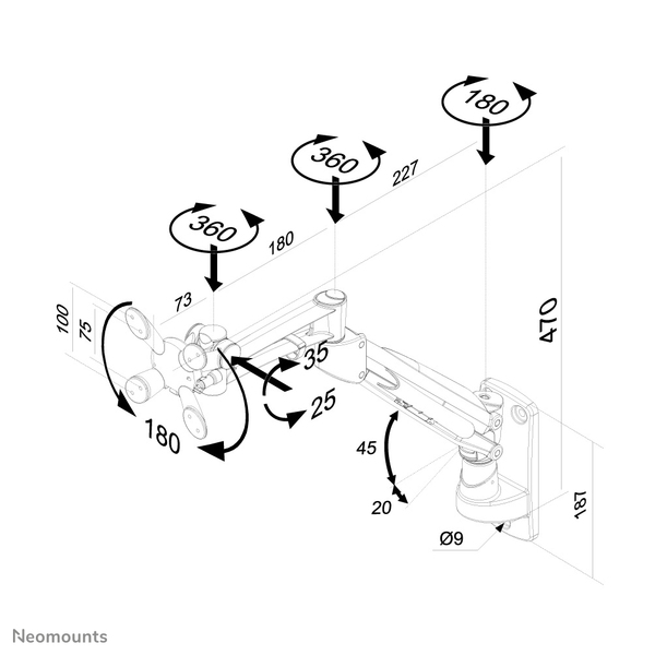 NEWSTAR Flatscreen Wall Mount  height adjustable swivel arm