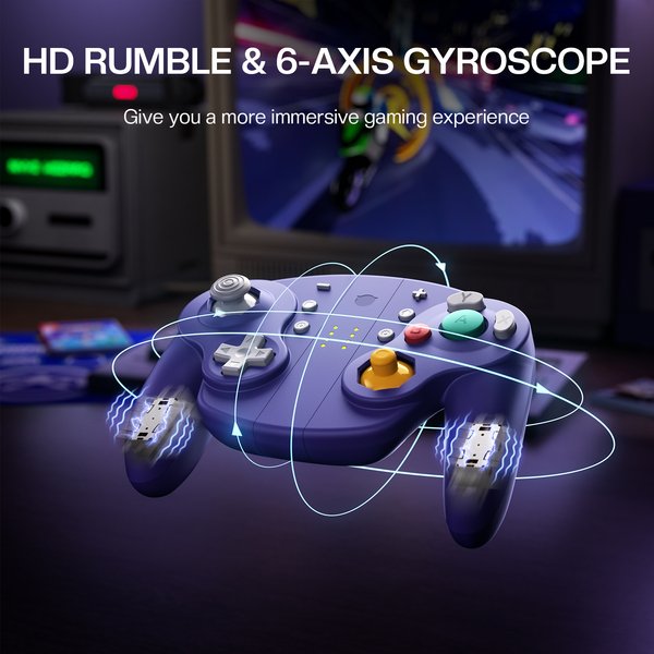 NYXI Wizard 2 - Nintendo Switch GameCube Style Joy-Pad - tr&aring;dl&ouml;s spelkontroll, violet